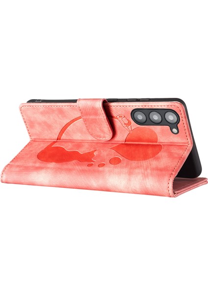 Samsung Galaxy S23+CÜZDAN Kılıfı Sevimli Kedi Baskılı Pu Deri Flip Telefon Kapağı-Pembe (Yurt Dışından)