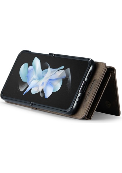 Dg.mıng Samsung Galaxy Z Flip4 5g Kılıf Rfıd Engelleme Pu Deri + Pc Katlanır Telefon Kapağı-Kahve (Yurt Dışından)