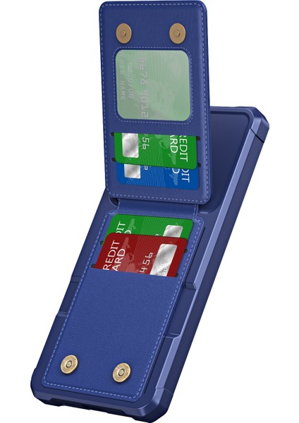 ZM11 Samsung Galaxy A35 5g Kılıf Kart Yuvası Kickstand Pu+Tpu Telefon Kapağı-Koyu Mavi (Yurt Dışından)
