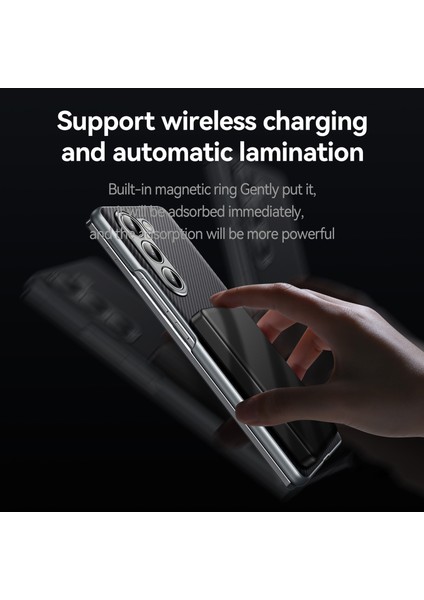Sulada Samsung Galaxy Z Fold5 5g Manyetik Kılıf Deri + Pc Telefon Kapağı Otomatik Ribaund Menteşe-Siyah (Yurt Dışından)