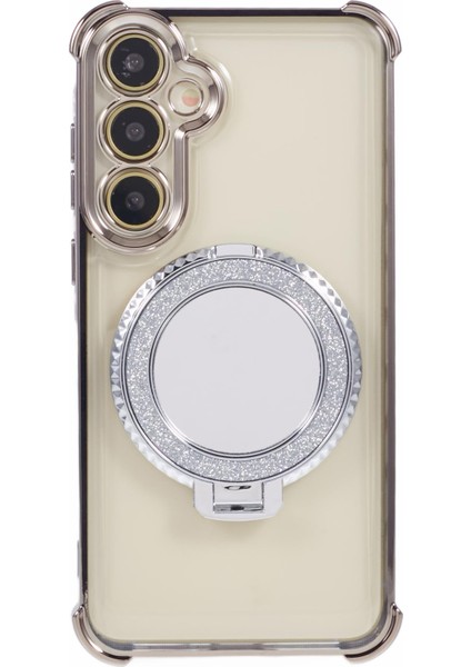 Samsung Galaxy A35 5g Yan Kalp Desenli Kılıf Ayna-Gri Kickstand Tpu Telefon Kapağı (Yurt Dışından)