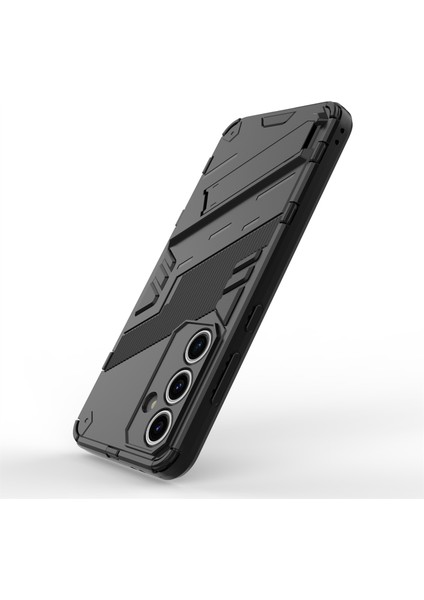 Samsung Galaxy S24 Fe Kılıf Kickstand Hibrit Sert Pc Yumuşak Tpu Telefon Kapağı-Siyah (Yurt Dışından) modelleri