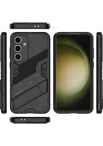 Samsung Galaxy S24 Fe Kılıf Kickstand Hibrit Sert Pc Yumuşak Tpu Telefon Kapağı-Siyah (Yurt Dışından) indirimleri