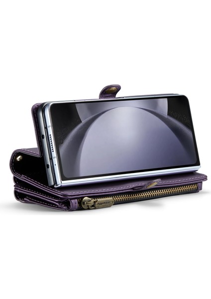 Caseme Samsung Galaxy Z Fold5 5g Kılıf Fermuarlı Deri Telefon Çantası Kalem Tutucu-Mor (Yurt Dışından) fırsatları