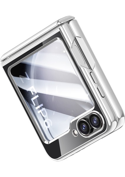 Samsung Galaxy Z Flip6 5g Kılıf Pc + Akrilik Menteşe Koruma Telefon Kapağı Arka Küçük Film-Gümüş (Yurt Dışından) fırsatları