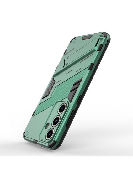 Samsung Galaxy S24 Fe Kılıf Kickstand Hibrit Sert Pc Yumuşak Tpu Telefon Kapağı-Yeşil (Yurt Dışından) modelleri