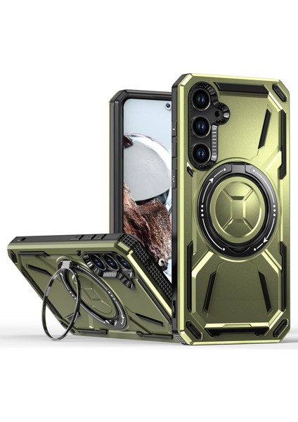 Samsung Galaxy A35 5g Kılıf Magsafe Tpu+Pc Kickstand Telefon Kılıfı-Ordu Yeşili ile Uyumlu (Yurt Dışından)
