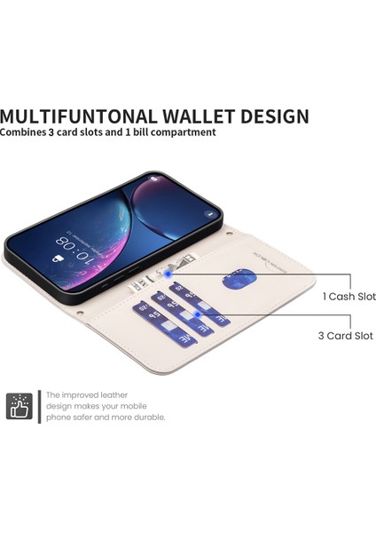Bınfen Renk Samsung Galaxy A05 4g Deri Kılıf Katlanır Stand Telefon Kapağı-Bej (Yurt Dışından)