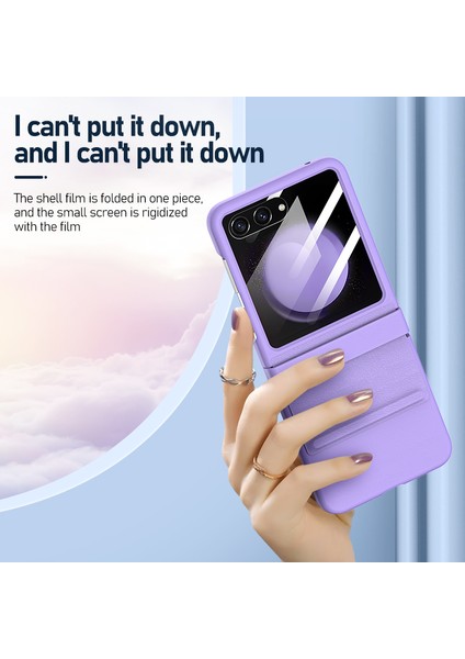 Samsung Galaxy Z Flip6 5g Kılıf Deri+Pc Telefon Kılıfı Menteşeli ve Arka Ekran Filmli-Yeşil (Yurt Dışından)