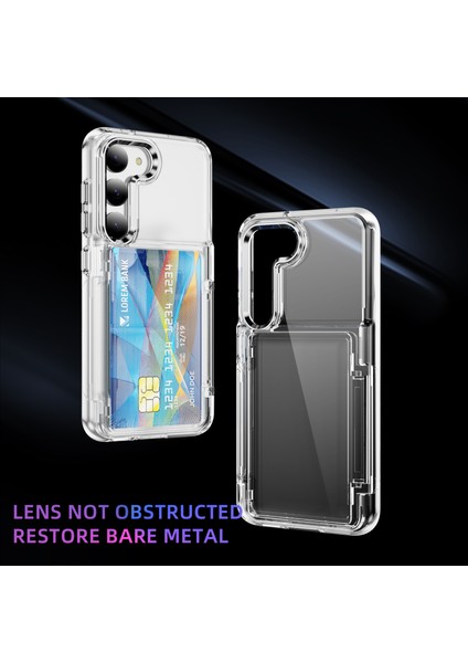 Samsung Galaxy S23+KILIF Şeffaf Arka Tpu+Akrilik Telefon Kapak Kart Tutucu Kickstand-Şeffaf (Yurt Dışından)