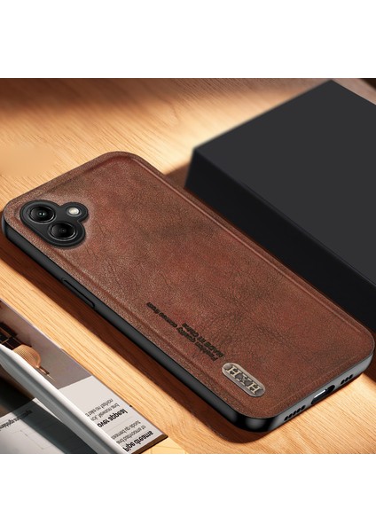Samsung Galaxy A05 4g Kılıf Hassas Lens Kesim Retro Tpu+Pu Telefon Kapağı-Kahverengi (Yurt Dışından)