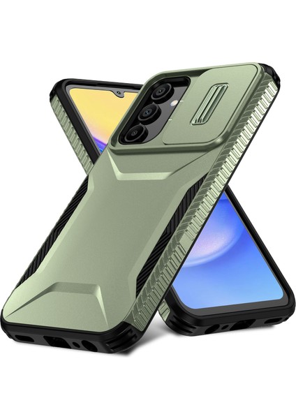 Samsung Galaxy A15 4g/5g Kılıf Pc+Tpu Darbeye Dayanıklı Telefon Kapağı Slayt Kamera Lens Koruması-Yeşil (Yurt Dışından)
