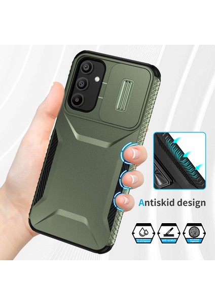 Samsung Galaxy A15 4g/5g Kılıf Pc+Tpu Darbeye Dayanıklı Telefon Kapağı Slayt Kamera Lens Koruması-Yeşil (Yurt Dışından)