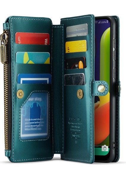 Caseme Samsung Galaxy A30S Kılıf Fermuarlı Cüzdan Deri Askılı Telefon Kılıfı-Yeşil (Yurt Dışından)