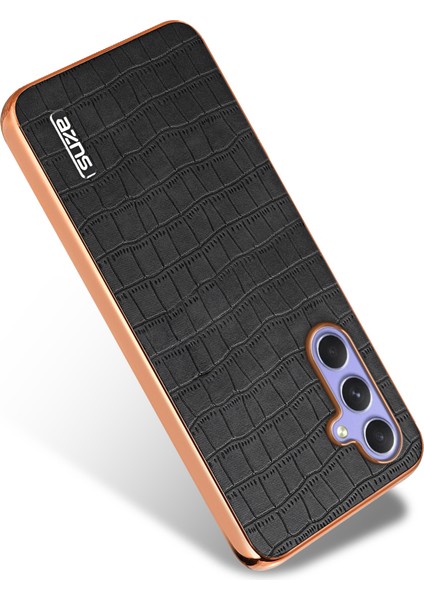 Azns Samsung Galaxy A35 5g Kılıf Anti-Drop Timsah Dokulu Pu+Tpu Telefon Kapağı-Siyah (Yurt Dışından)