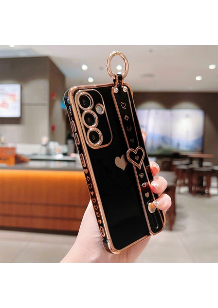 Samsung Galaxy S24+KILIF Bileklik Tpu Telefon Kılıfı Yan Kenar Küçük Aşk Desenli-Siyah (Yurt Dışından) fırsatları