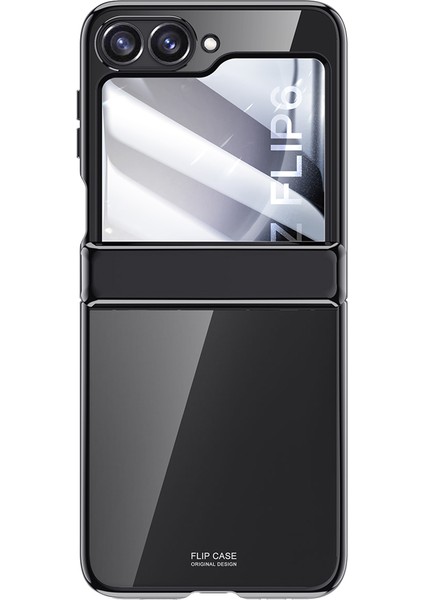 Samsung Galaxy Z Flip6 5g Kılıf Pc+Akrilik Menteşe Koruma Arka Küçük Filmli Telefon Kılıfı-Siyah (Yurt Dışından)