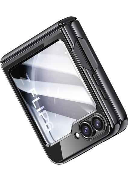Samsung Galaxy Z Flip6 5g Kılıf Pc+Akrilik Menteşe Koruma Arka Küçük Filmli Telefon Kılıfı-Siyah (Yurt Dışından) modelleri
