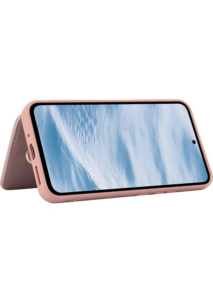 Samsung Galaxy A15 4g/5g Kılıf Kart Yuvaları Deri+Tpu Telefon Kılıfı 2 Askılı-Pembe (Yurt Dışından)
