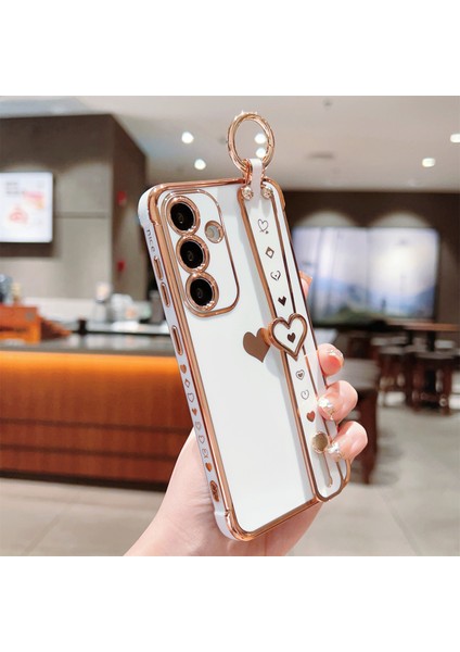 Samsung Galaxy S24+ Kılıf Bileklik Tpu Telefon Kapağı Yan Kenar Küçük Aşk Desenli-Fildişi Beyaz (Yurt Dışından) fırsatları