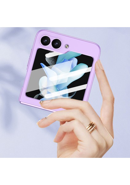 Samsung Galaxy Z Flip6 5g Kılıf Küçük Ekran Filmli Ultra Ince Pc Telefon Kılıfı-Mor (Yurt Dışından)