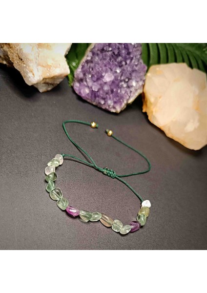 Florit Amorf Kesim Makrome Örgü Doğal Taş Bileklik fiyatları