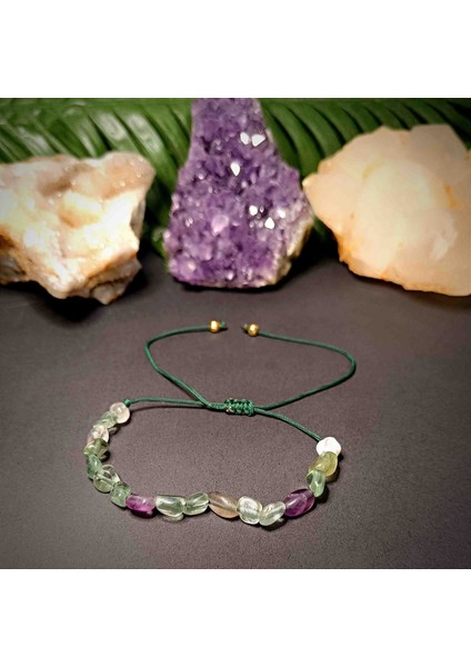 Florit Amorf Kesim Makrome Örgü Doğal Taş Bileklik fırsatları