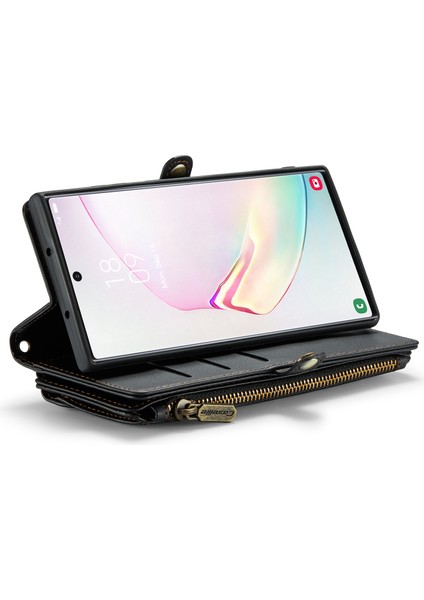 Samsung Galaxy Note 10 Plus 4g/5g Kılıf 10 Kart Yuvalı Deri Fermuarlı Telefon Kapağı-Siyah (Yurt Dışından) indirimleri