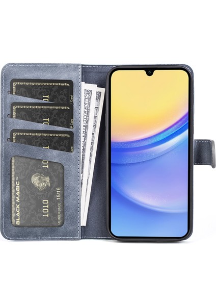 Samsung Galaxy M15 5g Kılıf Çift Renk Ekleme Telefon Deri Kapak-Mavi (Yurt Dışından)