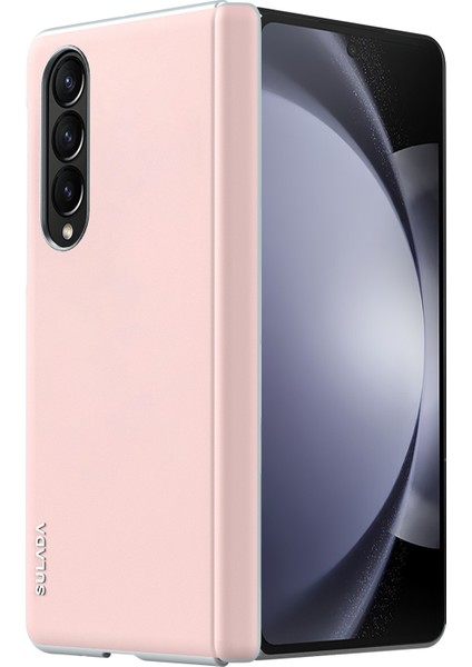 Sulada Samsung Galaxy Z Fold4 5g Manyetik Telefon Kılıfı Bahar Menteşe Deri + Pc Sert Telefon Kapağı-Pembe (Yurt Dışından)