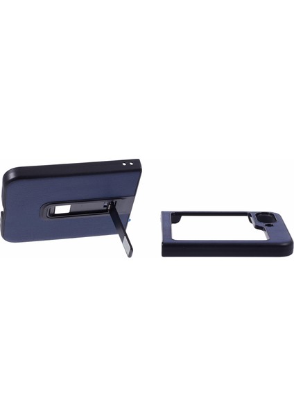 X-Level Samsung Galaxy Z Flip6 5g Manyetik Kickstand Katlanır Telefon Kılıfı Pu Deri Kaplamalı Pc Kapak-Koyu Mavi (Yurt Dışından)