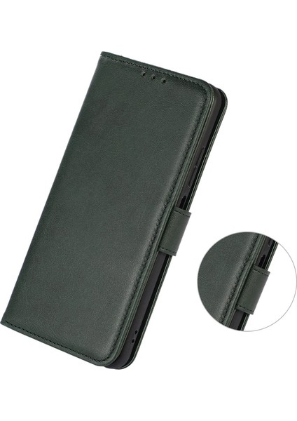 Samsung Galaxy S24 Fe Kılıf Sığır Derisi Doku Deri 3 Kart Yuvaları Stand-Yeşil Telefon Kapağı (Yurt Dışından)