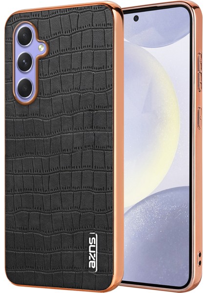 Azns Samsung Galaxy A34 5g Galvanik Kılıf Timsah Dokulu Deri + Tpu Telefon Kapağı-Siyah (Yurt Dışından)