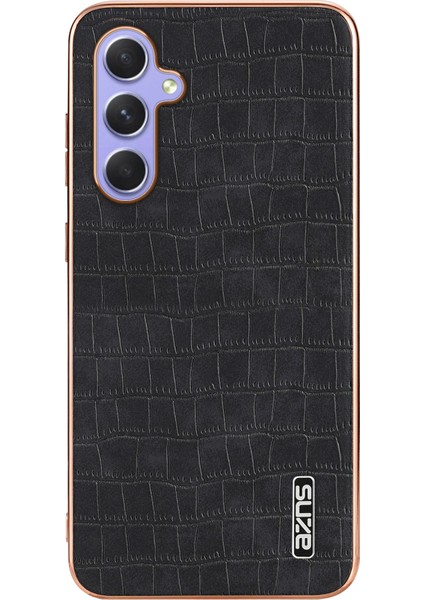 Azns Samsung Galaxy A34 5g Galvanik Kılıf Timsah Dokulu Deri + Tpu Telefon Kapağı-Siyah (Yurt Dışından)