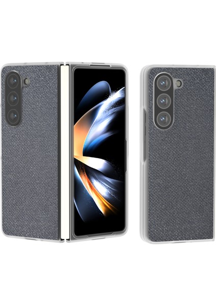 Samsung Galaxy Z Fold6 5g Kılıf Deri + Pc Telefon Kapağı Taşlı Doku-Siyah (Yurt Dışından)