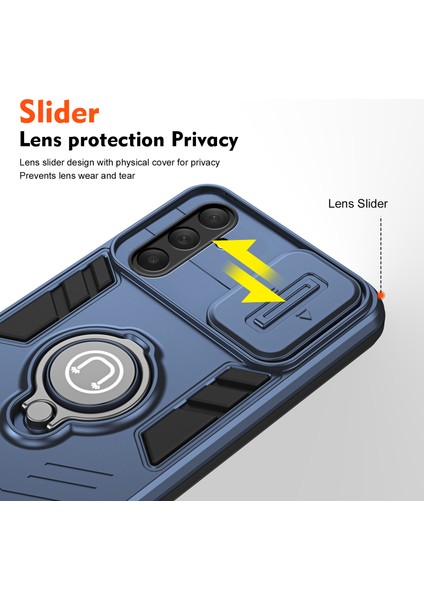 Samsung Galaxy M54 5g Kılıf Halka Kickstand Pc+Tpu Telefon Kılıfı, Slayt Lensli Koruma-Mavi (Yurt Dışından) modelleri