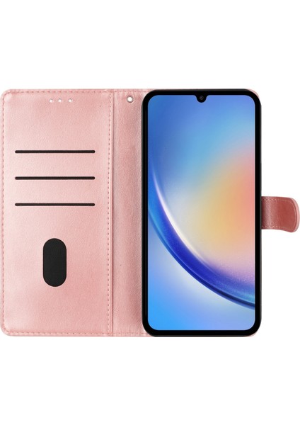 Samsung Galaxy A05S 4g Kılıf Için Çiçek Baskı Anti-Drop Deri Cüzdan Telefon Kapağı-Gül Altın (Yurt Dışından)