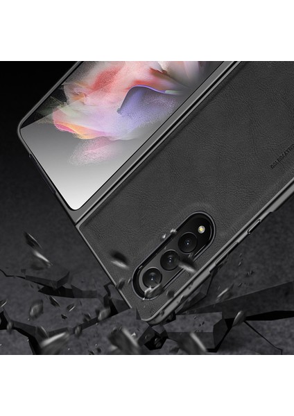 X-Level Bojue-3 Serisi Samsung Galaxy Z Fold3 5g Kılıf Çizilmez Deri + Tpu + Pc Telefon Kapağı-Kahverengi (Yurt Dışından)