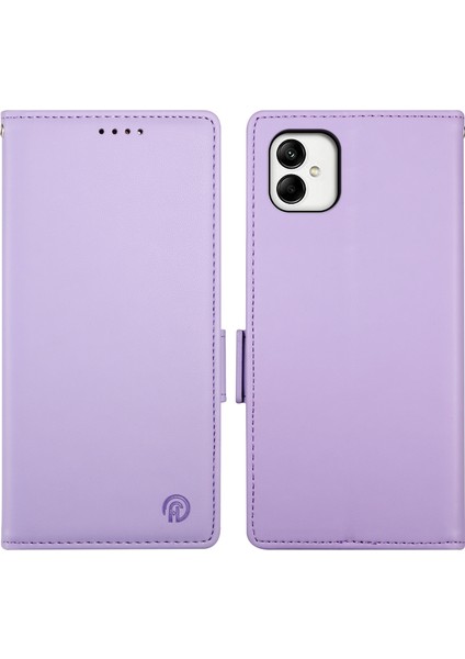 Samsung Galaxy A05 4g Kılıf Kart Tutuculu Deri Telefon Kılıfı Manyetik Yan Toka-Mor (Yurt Dışından)