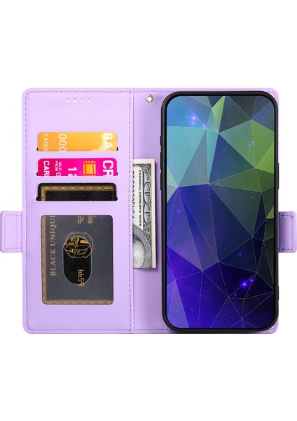 Samsung Galaxy A05 4g Kılıf Kart Tutuculu Deri Telefon Kılıfı Manyetik Yan Toka-Mor (Yurt Dışından)