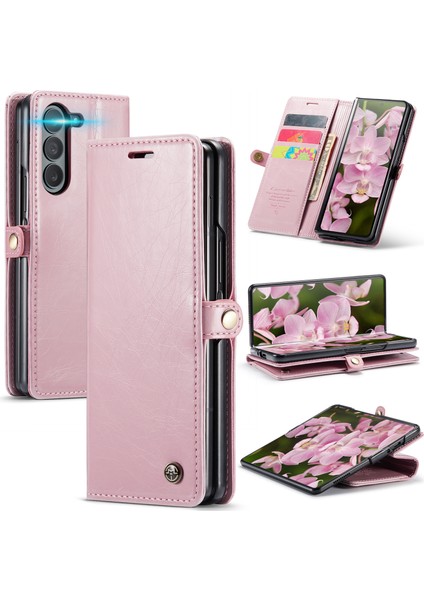 Caseme Samsung Galaxy Z Fold6 5g Pu Deri Kılıf Standı Retro Cüzdan Telefon Kapağı-Pembe (Yurt Dışından)