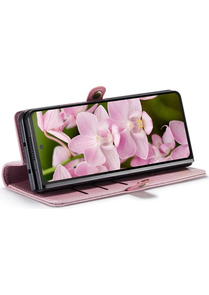 Caseme Samsung Galaxy Z Fold6 5g Pu Deri Kılıf Standı Retro Cüzdan Telefon Kapağı-Pembe (Yurt Dışından)