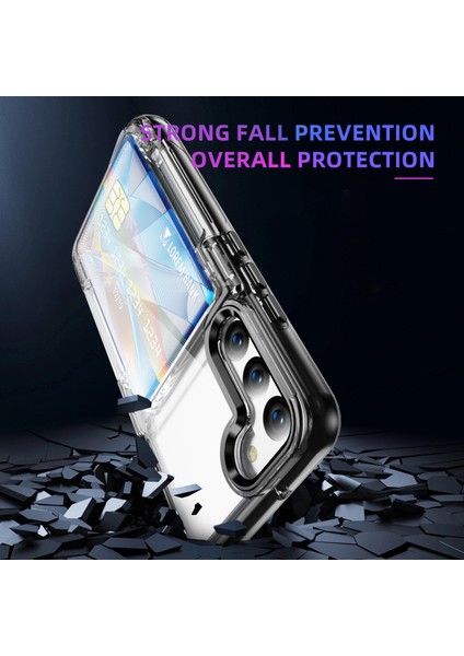 Samsung Galaxy S22 5g Kılıf Tpu + Akrilik Telefon Koruyucu Kart Tutucu Kapak Çevirin Kickstand-Şeffaf Siyah (Yurt Dışından) indirimleri