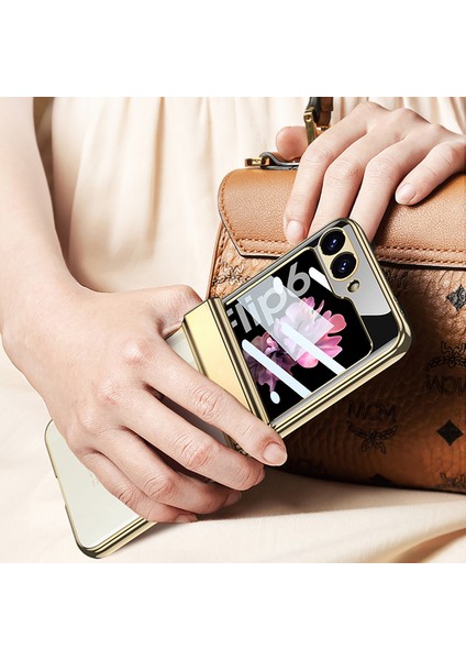 Samsung Galaxy Z Flip6 5g Kılıf Sert Pc Telefon Kapağı Temperli Cam Arka Ekran Koruyucu-Siyah (Yurt Dışından)