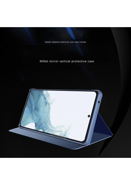 Samsung Galaxy A55 5g Kılıf Ayna Tasarımı Deri Telefon Kapağı Clear View Penceresi Flip Stand-Siyah (Yurt Dışından)