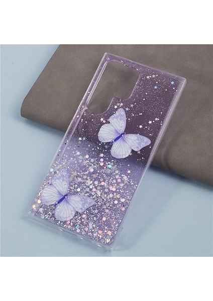 Wanlonfeng Samsung Galaxy S23 Ultra Kılıf Tpu Telefon Kapak Ekran Koruyucu Bling 3D -Mor (Yurt Dışından)