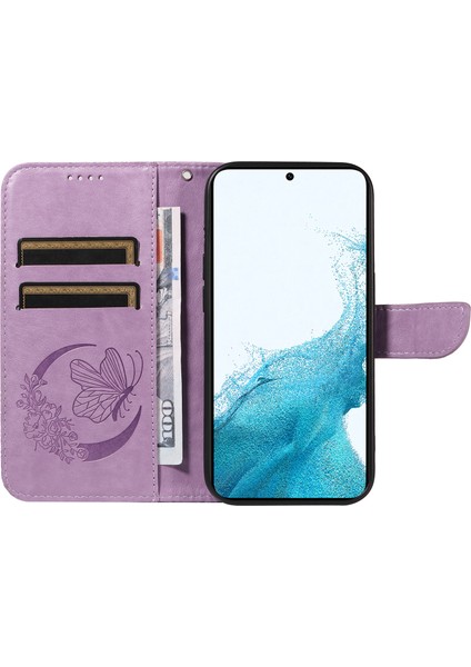 Samsung Galaxy S21 Fe 5g Kılıf Desenli Telefon Deri Kılıf-Açık Mor (Yurt Dışından)