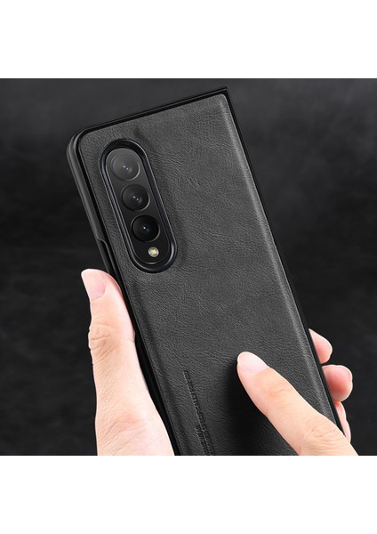 X-Level Bojue-3 Serisi Samsung Galaxy Z Fold3 5g Kılıf Çizilmez Deri + Tpu + Pc Telefon Kapağı-Mavi (Yurt Dışından)