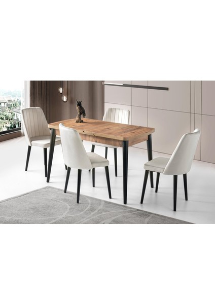 Milano Mdf Açılır Mutfak Masa 6 Lı Sandalyeli Takım 75x130cm modelleri