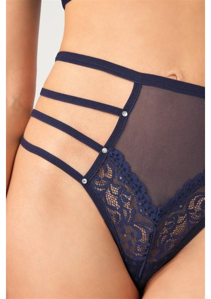 Lacivert Transparan Lastik Detaylı Fiyonklu Kadın Bikini Külot fırsatları